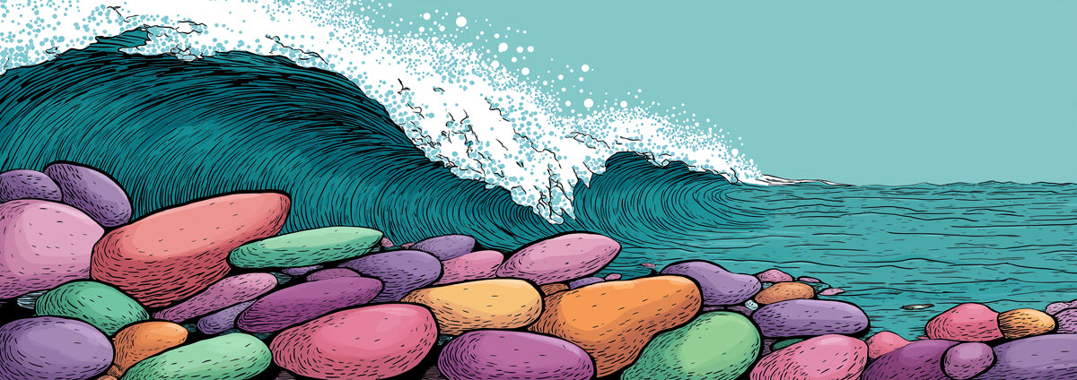 Comic Style Crashing Wave Mural Wallpaper | Retro Pop Art Beach
