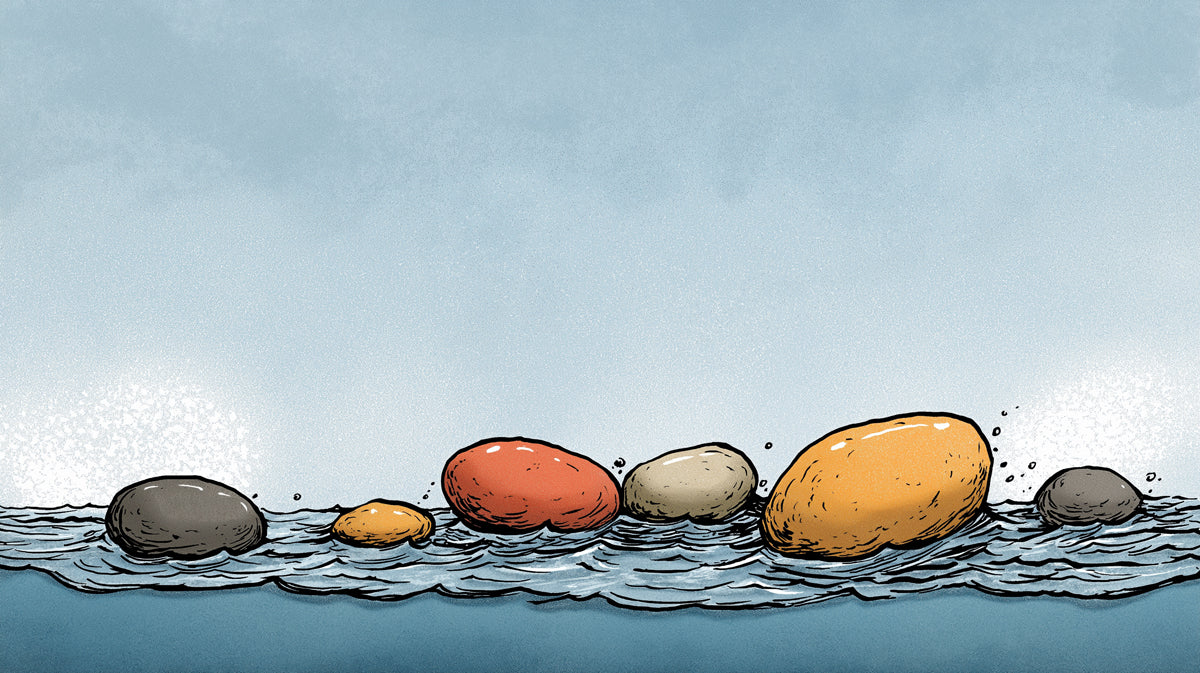 Sketchy Seaside Pebbles Mural Wallpaper | Hand-Drawn Coast