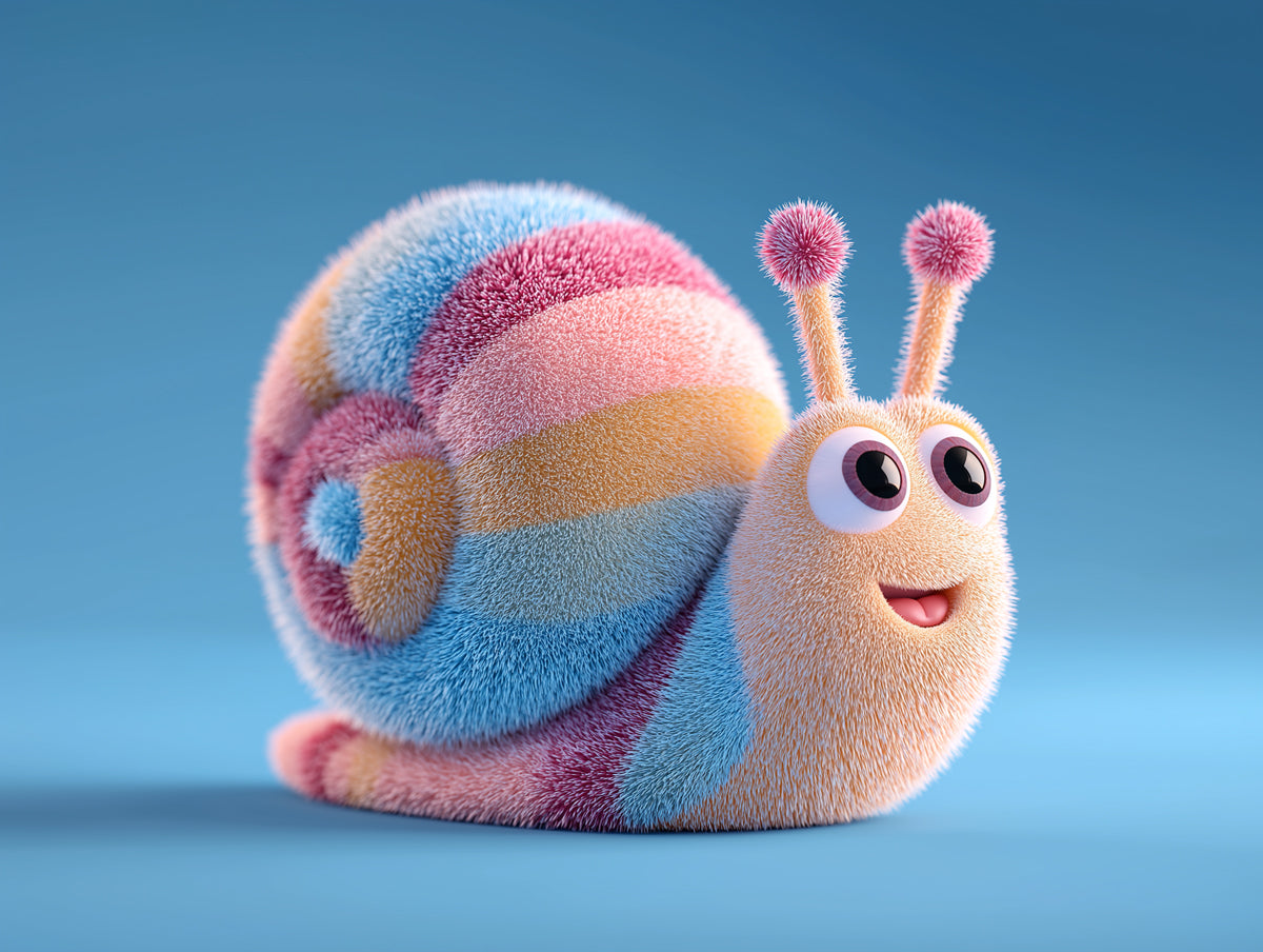 Fluffy Rainbow Snail Mural Wallpaper | 3D Pastel Art