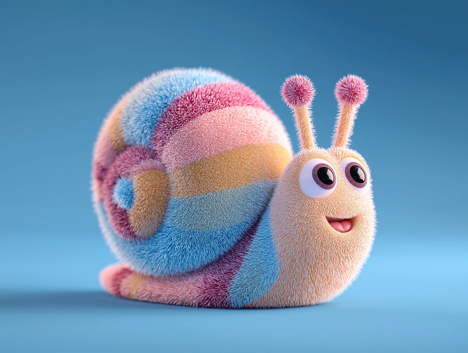 Fluffy Rainbow Snail Mural Wallpaper | 3D Pastel Art