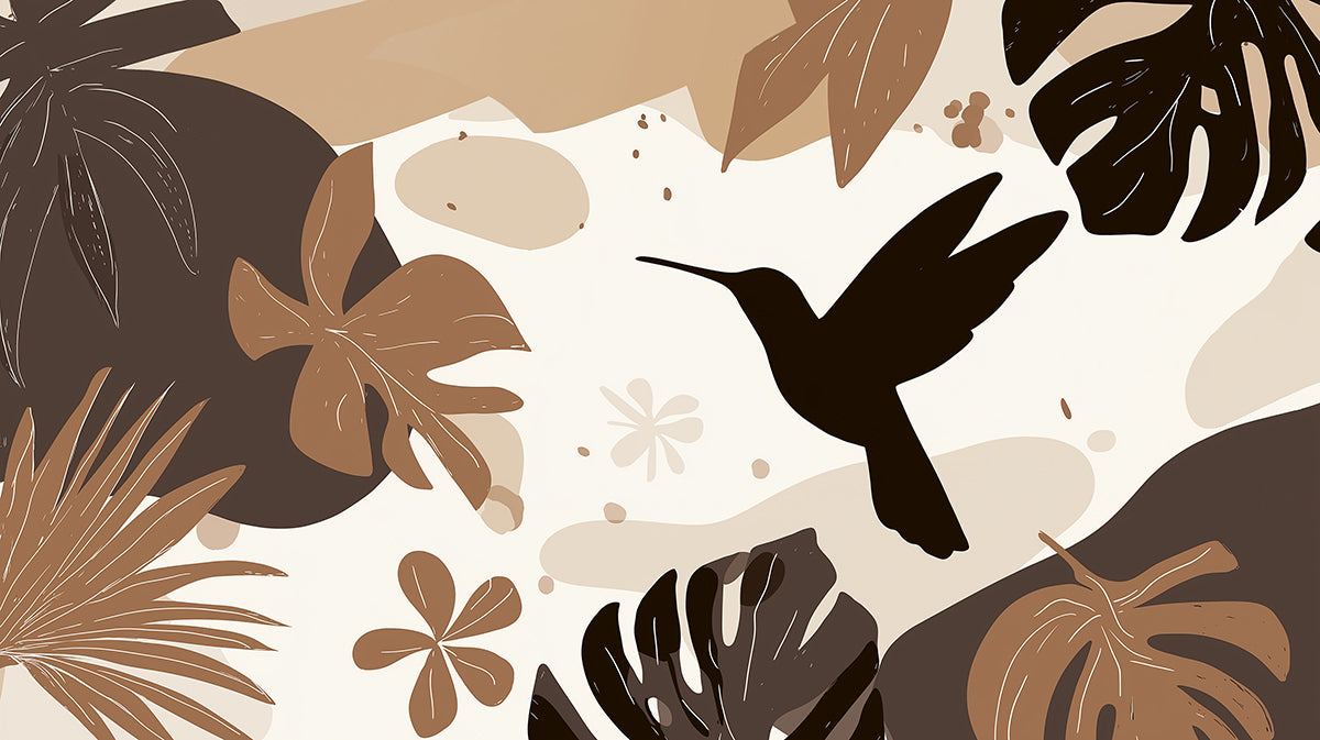 Abstract Boho Hummingbird Mural Wallpaper | Matisse Style Cutouts