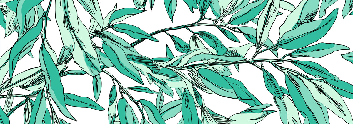 Dense Teal Foliage Mural Wallpaper | Vibrant Leaf Pattern
