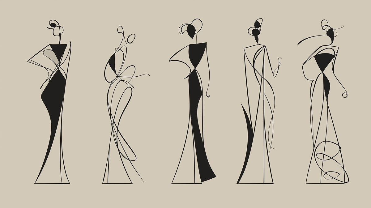 Abstract Avant-Garde Fashion Line Art Mural Wallpaper | Modern Minimalist Geometric Silhouettes