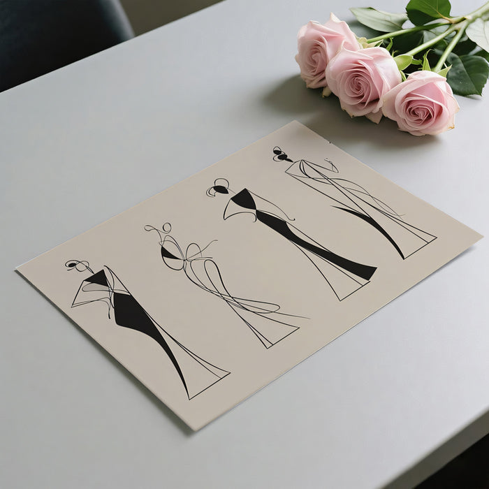 Abstract Avant-Garde Fashion Line Art Mural Wallpaper | Modern Minimalist Geometric Silhouettes