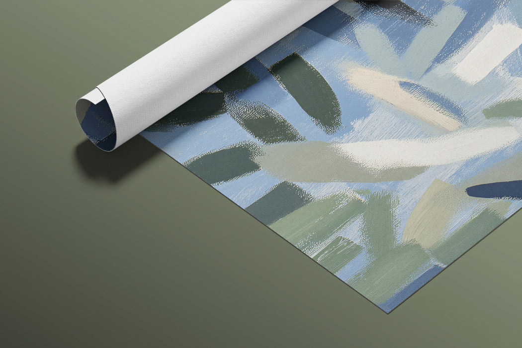 Abstract Painterly Brushstroke Mural Wallpaper | Modern Blue Green Textured Art