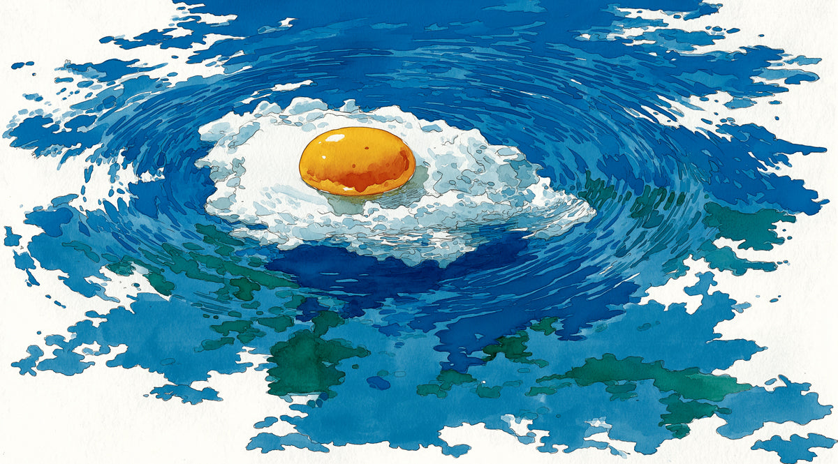 Surreal Fried Egg Water Splash Mural Wallpaper | Quirky Pop Art, Modern Kitchen Design