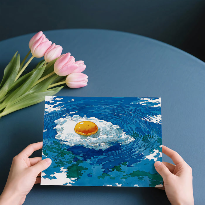 Surreal Fried Egg Water Splash Mural Wallpaper | Quirky Pop Art, Modern Kitchen Design