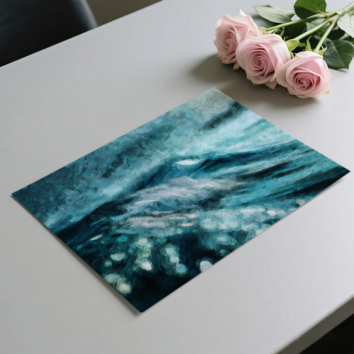 Textured Impressionist Ocean Waves Mural Wallpaper | Impasto Style Teal Seascape, Artistic Brushstrokes