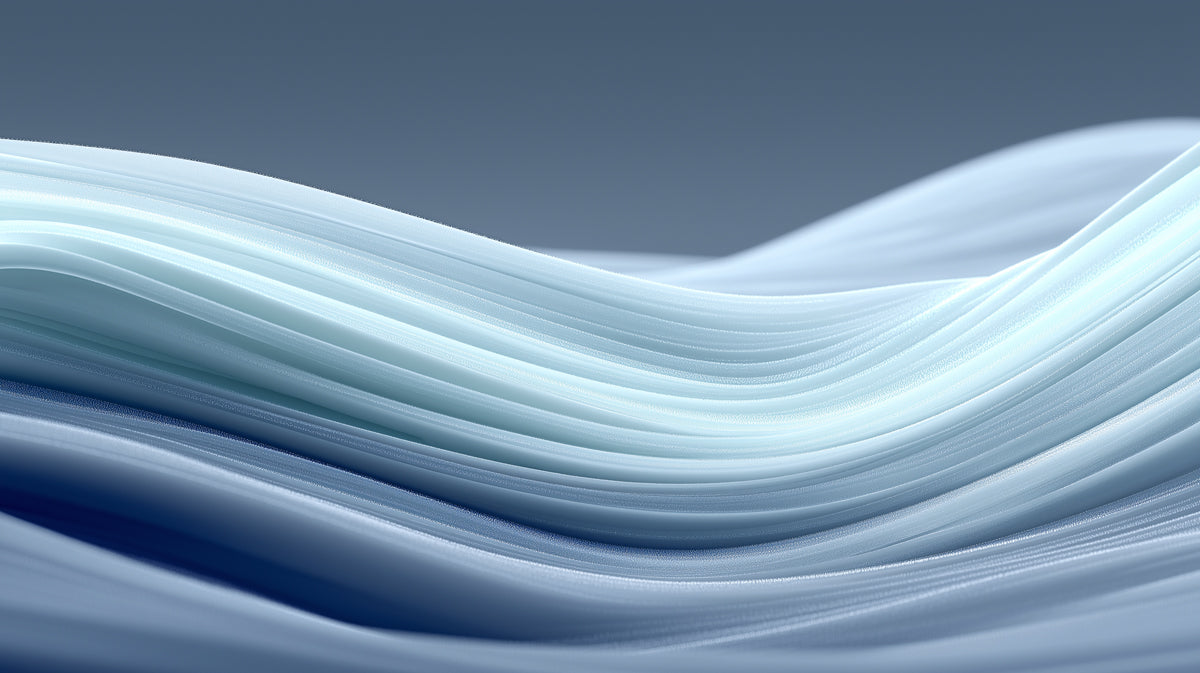 Minimalist 3D Fluid Liquid Waves Mural Wallpaper | Soft Blue Grey Gradient, Contemporary Texture