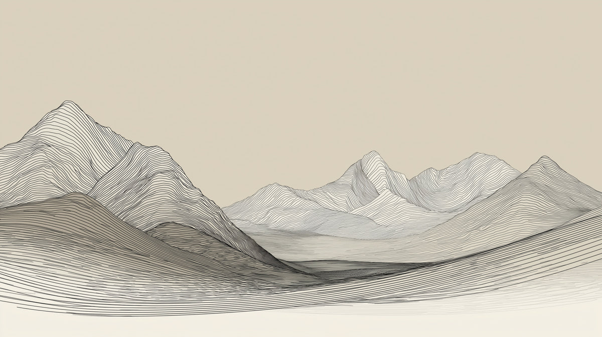 Abstract Line Art Rolling Hills Mural Wallpaper | Minimalist Contour Landscape