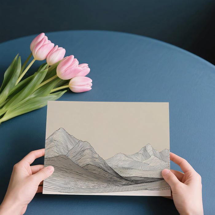 Abstract Line Art Rolling Hills Mural Wallpaper | Minimalist Contour Landscape