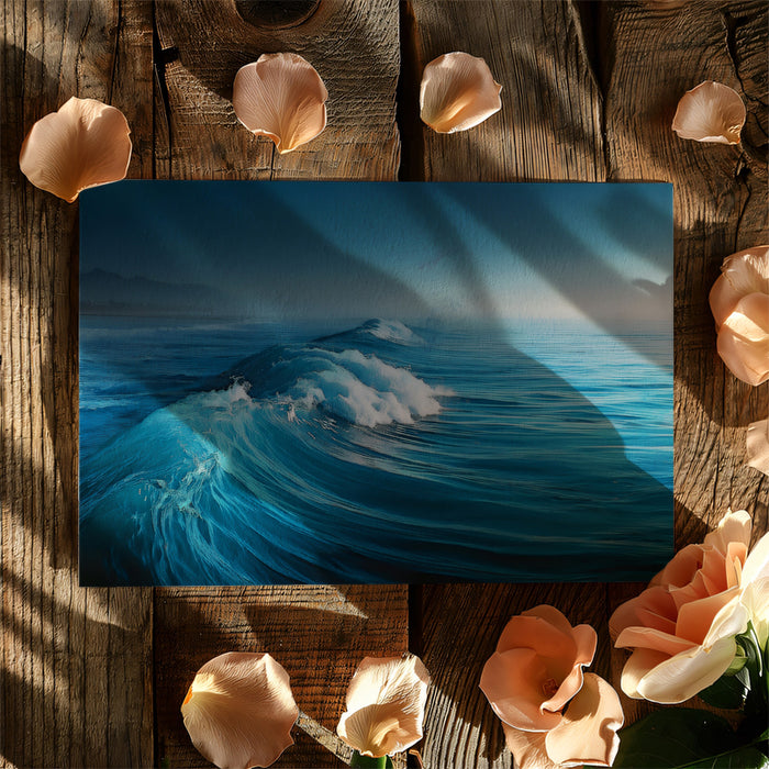Realistic Blue Ocean Wave Oil Painting Mural Wallpaper | Textured Seascape Art