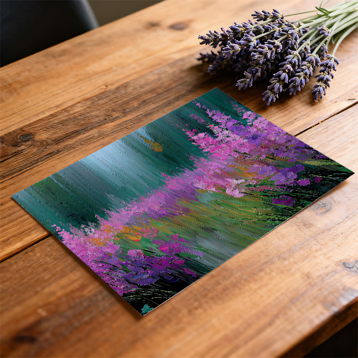 Vibrant Purple and Pink Wildflower Field Oil Painting Mural Wallpaper | Forest Meadow Art