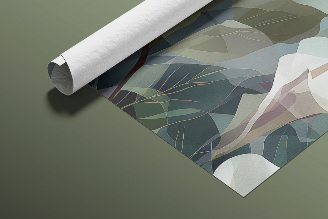 Elegant White Calla Lily Floral Mural Wallpaper | Dark Green Botanical Art