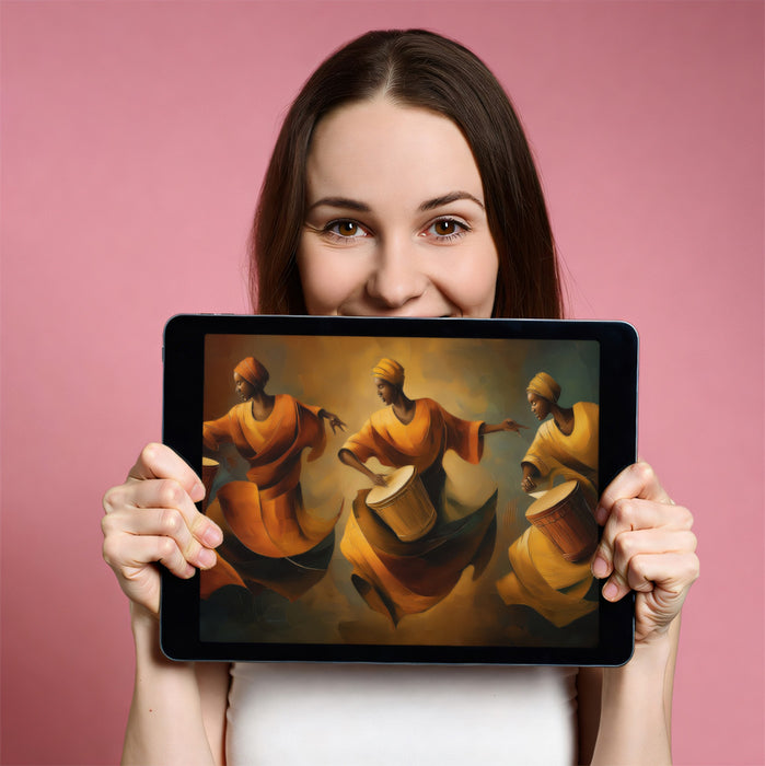 African Women Dancers Oil Painting Mural Wallpaper | Vibrant Cultural Art