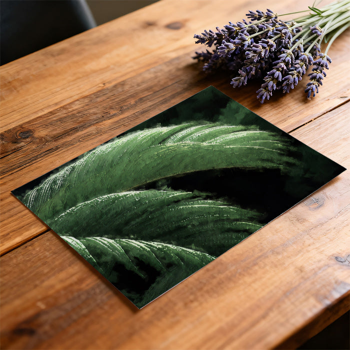 Green Fern Leaves Texture Oil Painting Mural Wallpaper | Lush Botanical Art