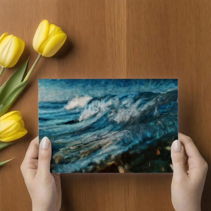 Abstract Blue Sea Waves Texture Oil Painting Mural Wallpaper | Impressionist Ocean Art