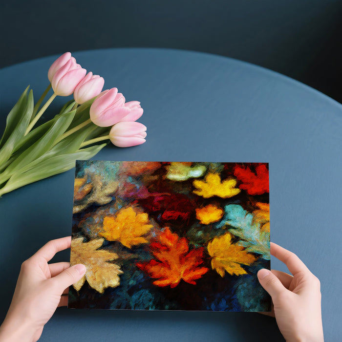 Vibrant Autumn Leaves Oil Painting Texture Mural Wallpaper | Fall Season Art