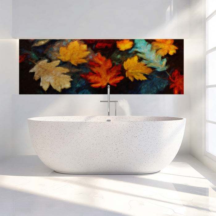 Vibrant Autumn Leaves Oil Painting Texture Mural Wallpaper | Fall Season Art