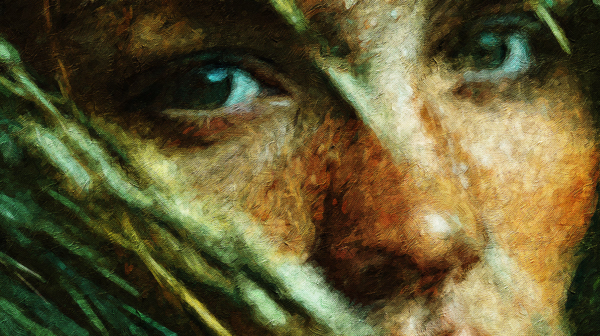Intense Eye Portrait Close-Up Oil Painting Mural Wallpaper | Abstract Portrait Art