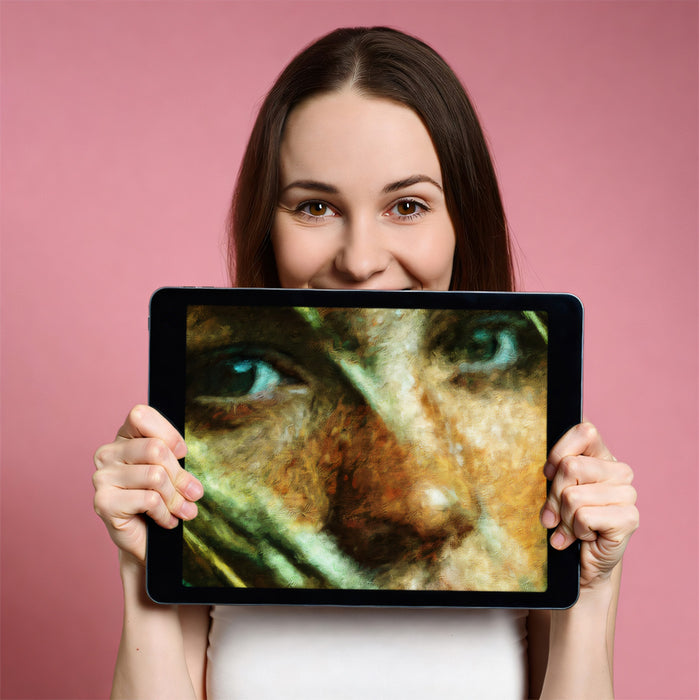 Intense Eye Portrait Close-Up Oil Painting Mural Wallpaper | Abstract Portrait Art