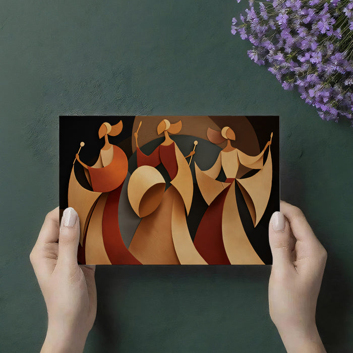 Abstract Paper Cut Style Dancers Mural Wallpaper | Geometric Cultural Art