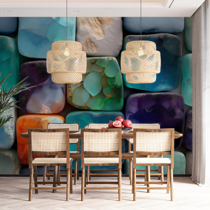 Colorful Mosaic Tiles Texture Mural Wallpaper | Abstract Geometric Art