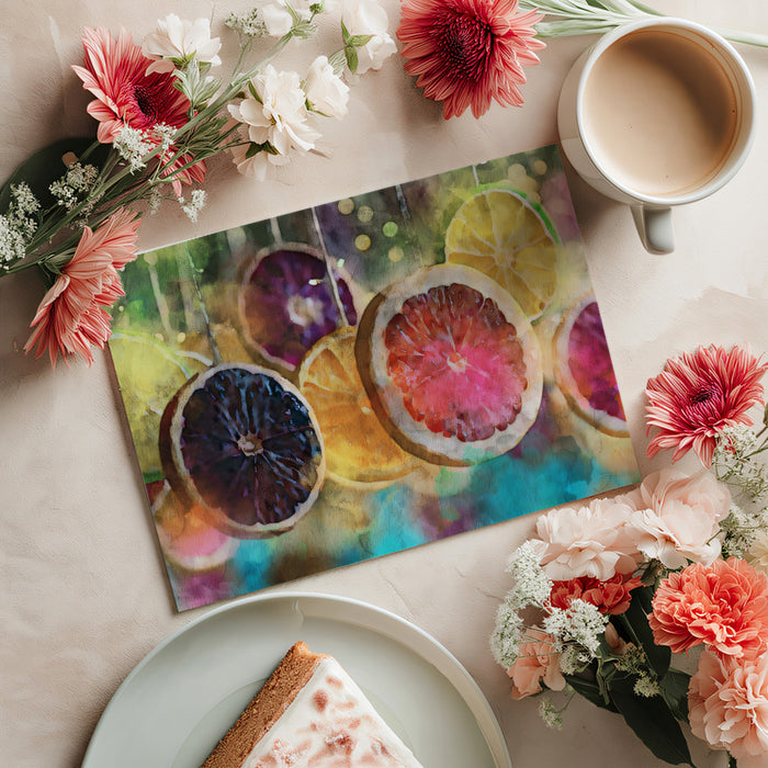 Watercolor Citrus Slices Colorful Mural Wallpaper | Fresh Fruit Art