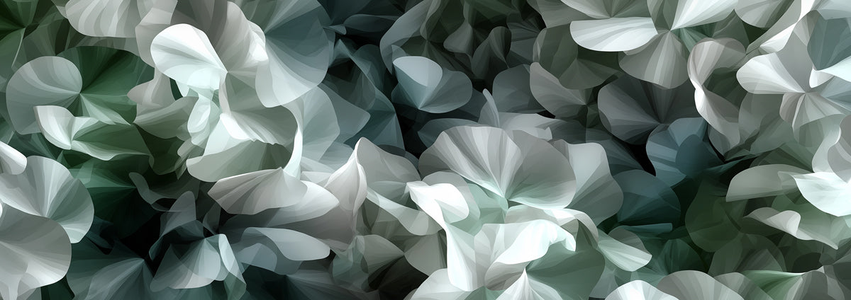 Abstract Floral Shapes Grey Green Mural Wallpaper | Contemporary Botanical Art