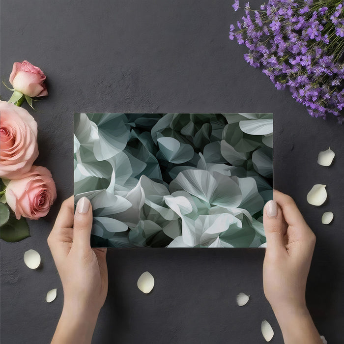 Abstract Floral Shapes Grey Green Mural Wallpaper | Contemporary Botanical Art