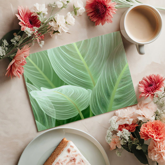 Translucent Green Leaves Macro Detail Mural Wallpaper | Modern Botanical Texture