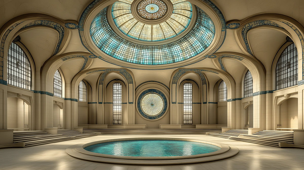 Grand Classical Domed Hall Interior Mural Wallpaper | Architectural Depth