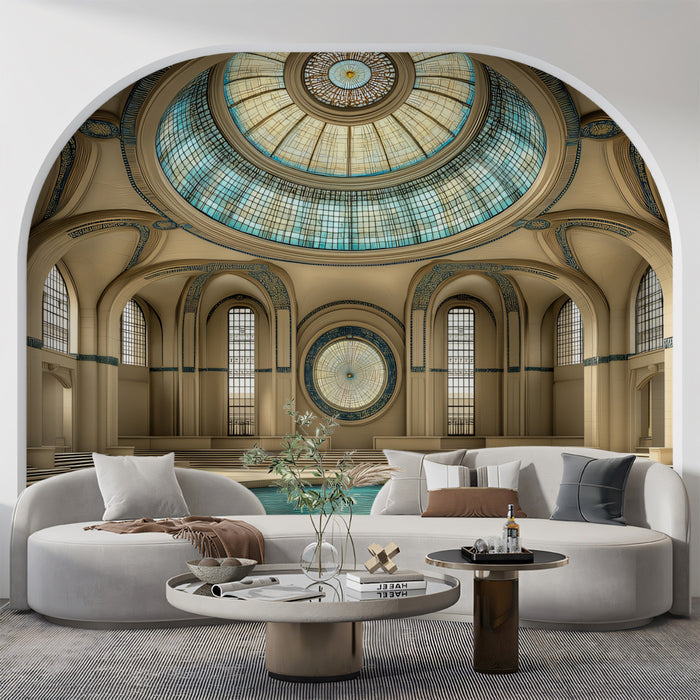 Grand Classical Domed Hall Interior Mural Wallpaper | Architectural Depth