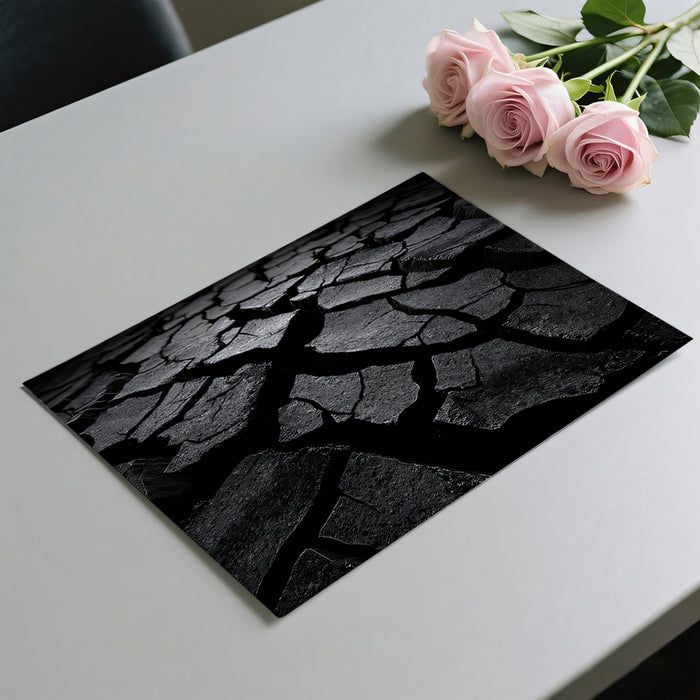 Cracked Earth Texture Dark Monochrome Mural Wallpaper | Dramatic Abstract Art