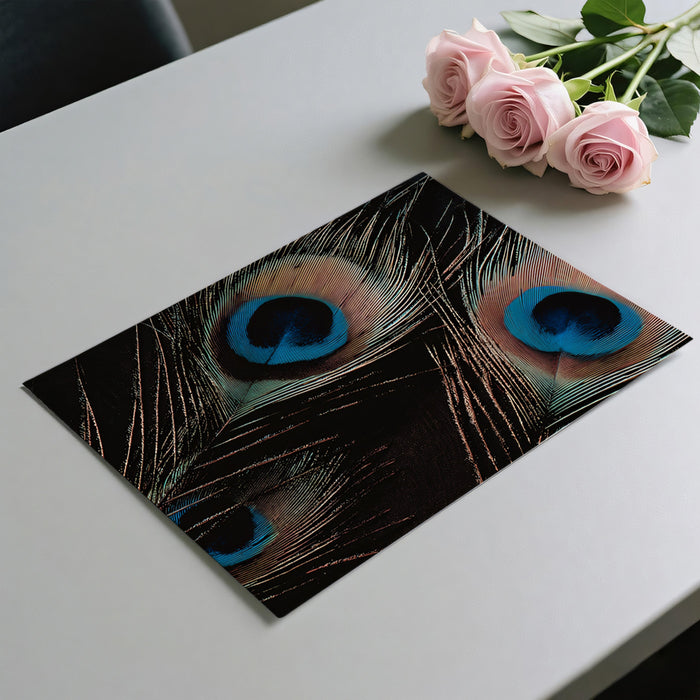 Peacock Feathers Dark Background Macro Mural Wallpaper | Elegant Texture