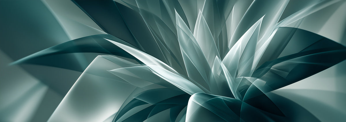 Abstract Teal Botanical Geometry Mural | Modern Crystalline Flora Wallpaper