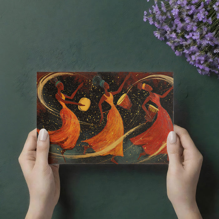 African Drum Dance Night Mural | Vibrant Ethnic Rhythm Art Wallpaper