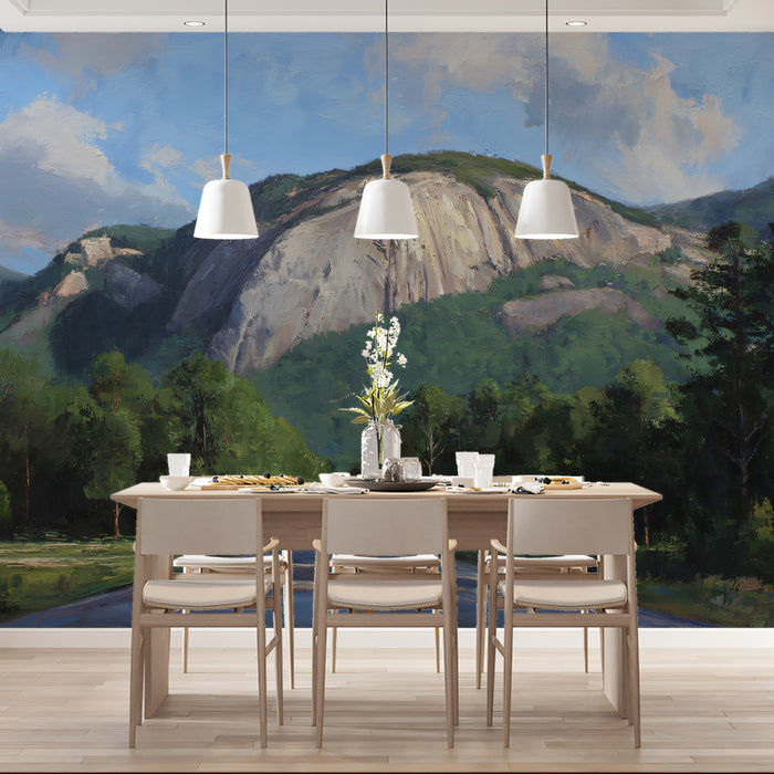 Scenic Mountain Road Landscape Mural | Realist Nature Horizon Wallpaper