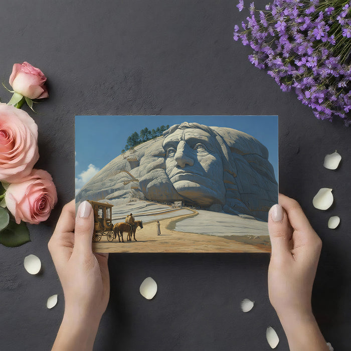 Grand Mountain Face Carving and Stagecoach Mural | Western Pioneer History Art