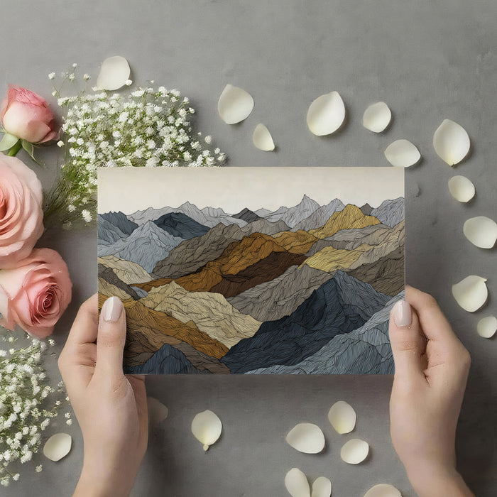 Abstract Topographical Mountain Line Mural | Modern Earth Tone Geometry Wallpaper