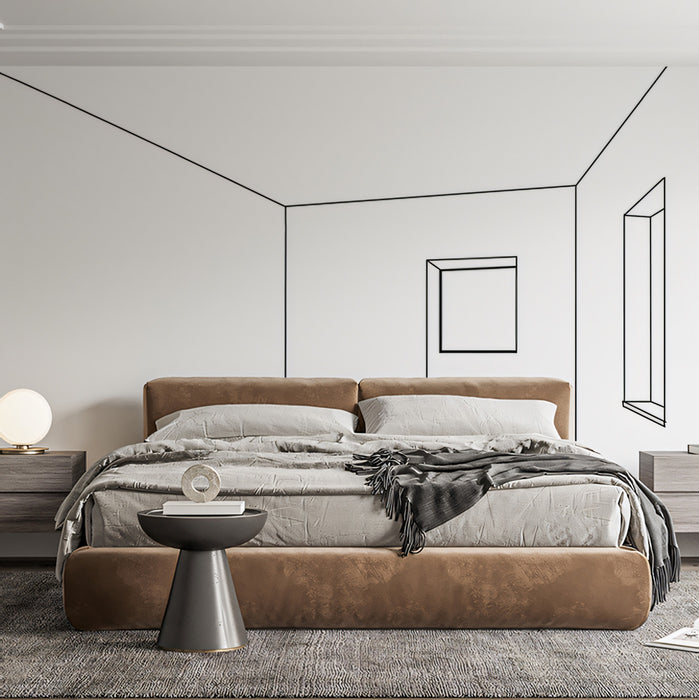 Architectural Perspective Line Art Wall Mural | Minimalist Space Expansion & Modern Design Studio Decor