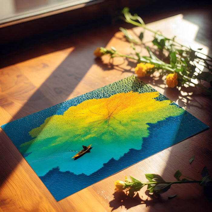 Surreal Giant Lotus Reflection Wall Mural | Avant-Garde Emerald Lake & Dreamy Solitary Voyager Art