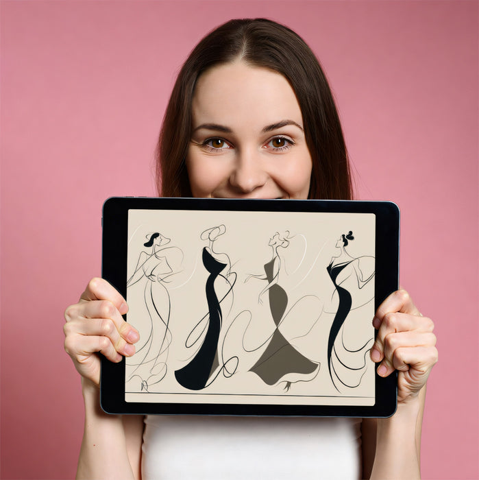 Elegant Silhouette Fashion Sketch Mural | Minimalist Chic Style Wallpaper