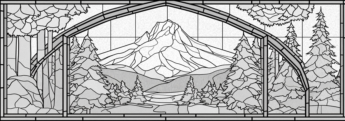 Graphic Stained Glass Mountain Mural | Modern Mosaic Landscape Wallpaper