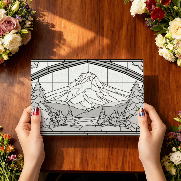 Graphic Stained Glass Mountain Mural | Modern Mosaic Landscape Wallpaper