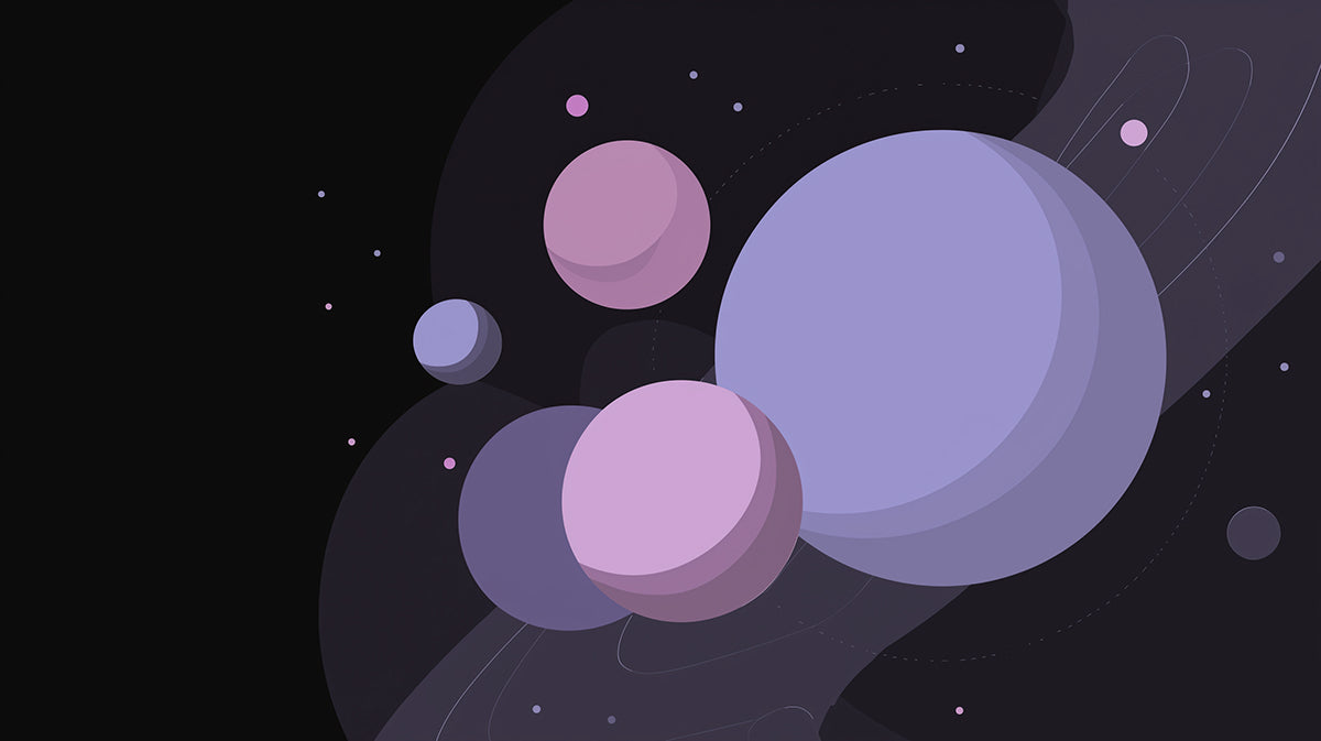 Abstract Purple Space Orbit Mural | Modern Lavender Cosmic Wallpaper