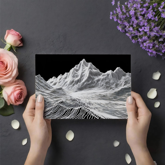 Topographic Wireframe Mountain Mural | Modern Tech Landscape Wallpaper