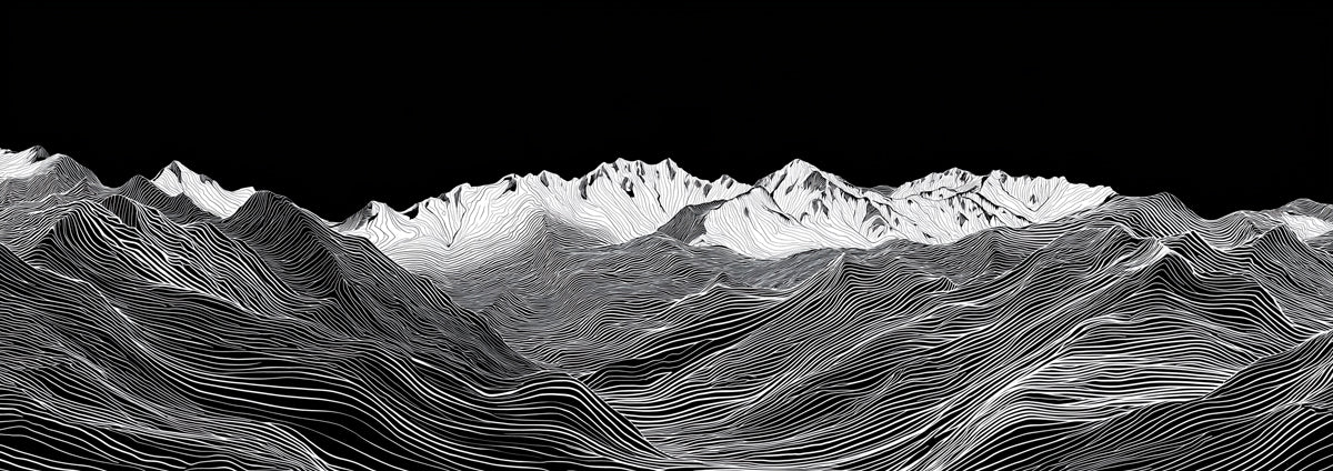 Abstract Wireframe Mountain Peak Panorama | Modern Digital Topography Wallpaper