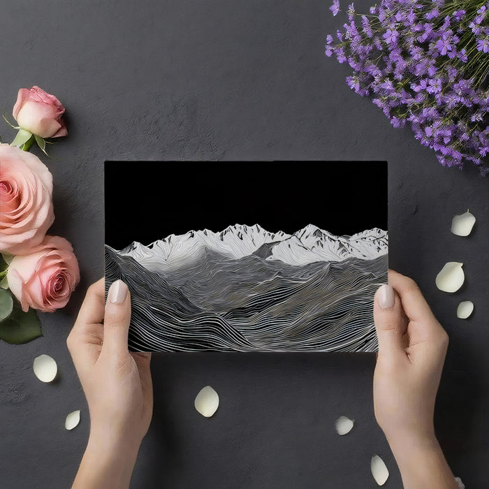 Abstract Wireframe Mountain Peak Panorama | Modern Digital Topography Wallpaper