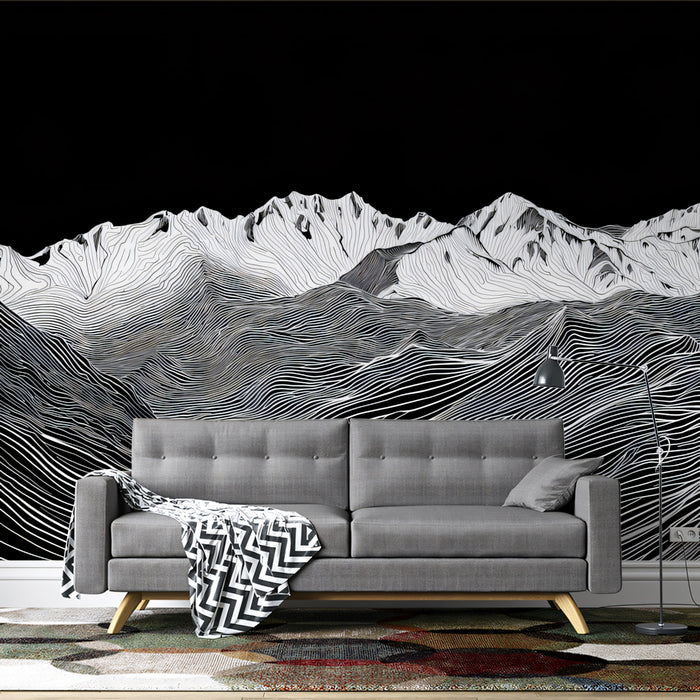 Abstract Wireframe Mountain Peak Panorama | Modern Digital Topography Wallpaper